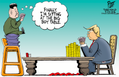 KIM JONG UN AND TRUMP AT THE TABLE by Bruce Plante