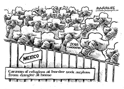 REFUGEE CARAVAN AT BORDER by Jimmy Margulies