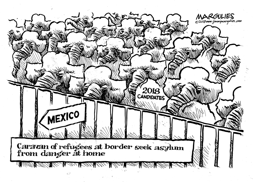 Refugee caravan at border