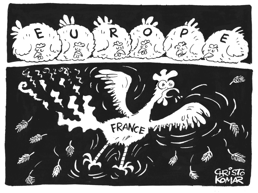 French Rooster on Fire - B&W