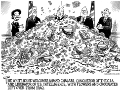 WHITE HOUSE WELCOMES CHALABI WITH FLOWERS AND CHOCOLATES by R.J. Matson