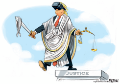 TRUMP JUSTICE IS BLINDED BY VIRTUAL REALITY by R.J. Matson