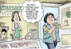 ROSEANNE AND STARBUCKS by Joe Heller