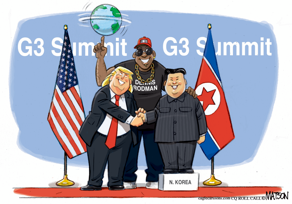 Trump and Kim Jong-un Shake Hands at G3 Summit With Rodman