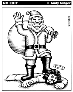 SANTA DEFEATS JESUS by Andy Singer