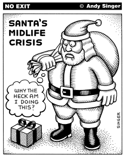 SANTA CLAUS MIDLIFE CRISIS by Andy Singer