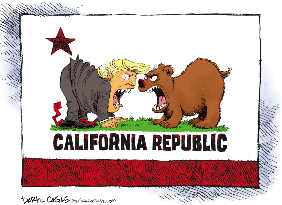  TRUMP AND CALIFORNIA FACE OFF by Daryl Cagle