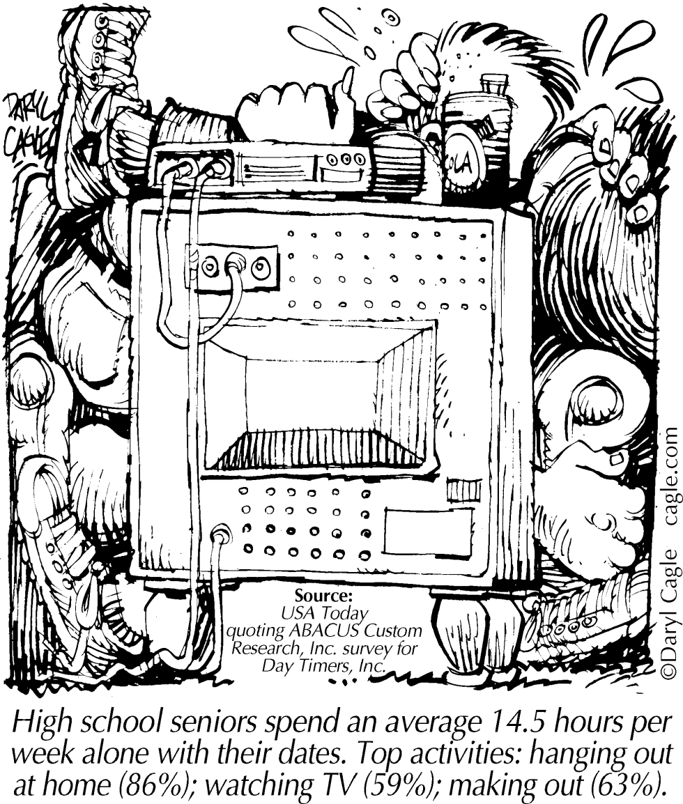  TRUE KIDS MAKE OUT BY OLD TV by Daryl Cagle