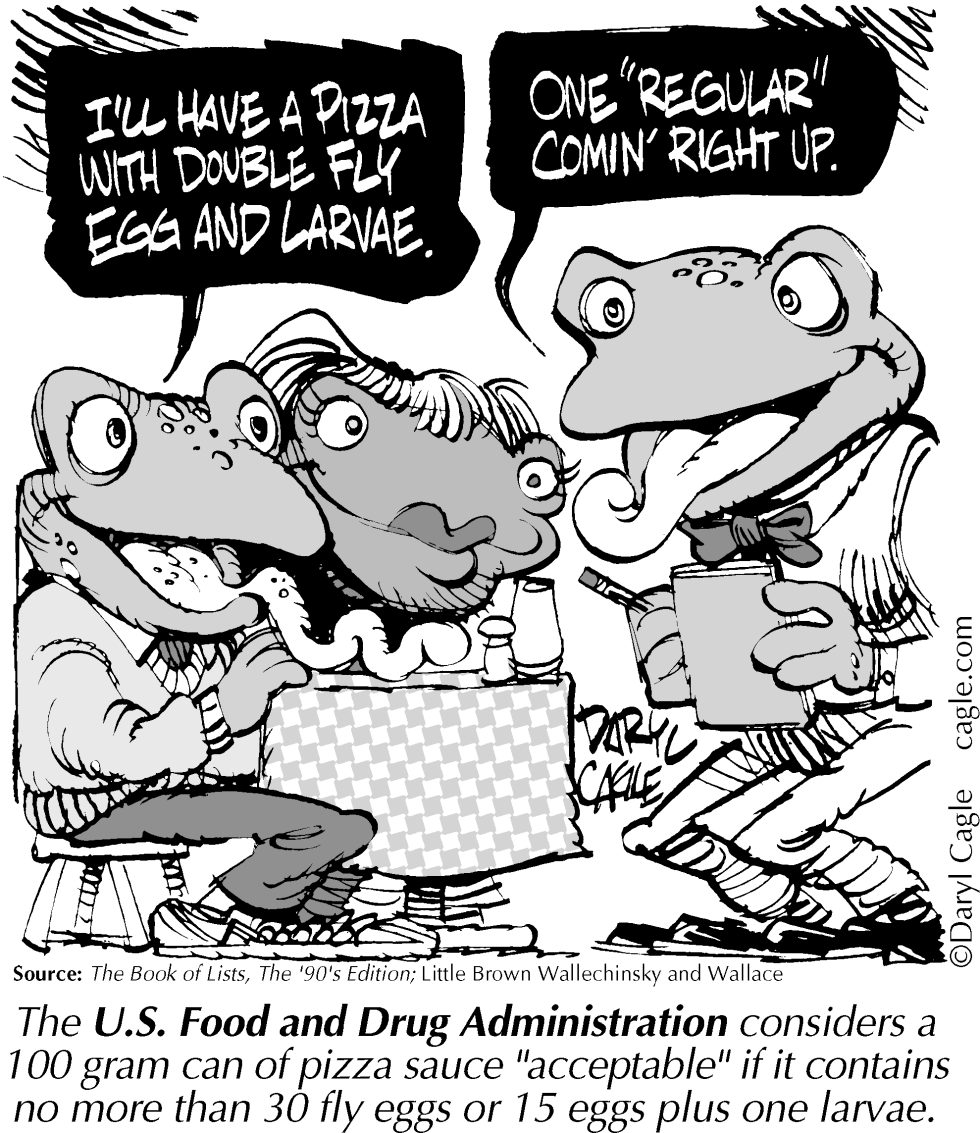  TRUE - NASTY FROG BUG PIZZA by Daryl Cagle