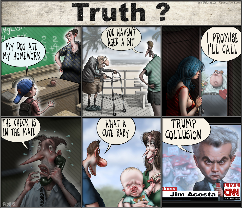 Cartoon equates Trump collusion claims with classic lies