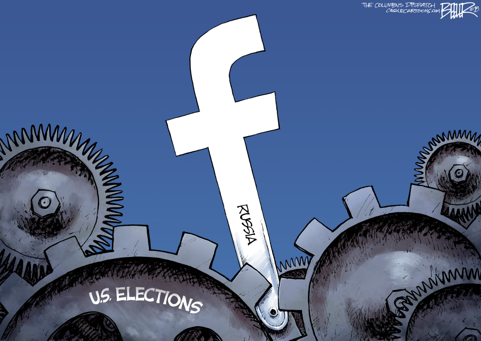  FACEBOOK AND RUSSIA by Nate Beeler