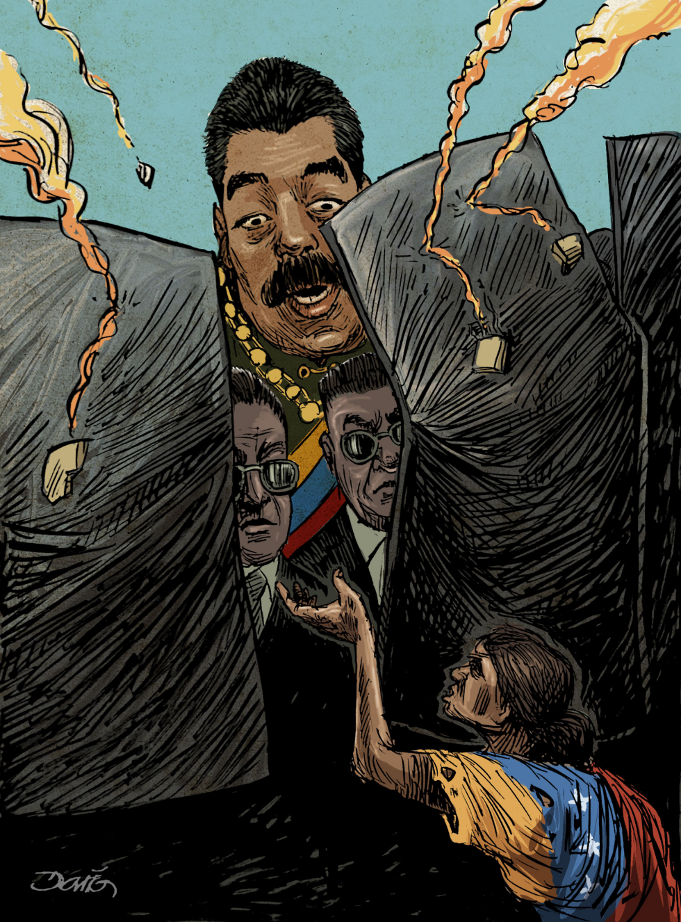 Maduro Emerges Amid Explosions in Venezuelan Turmoil Cartoon