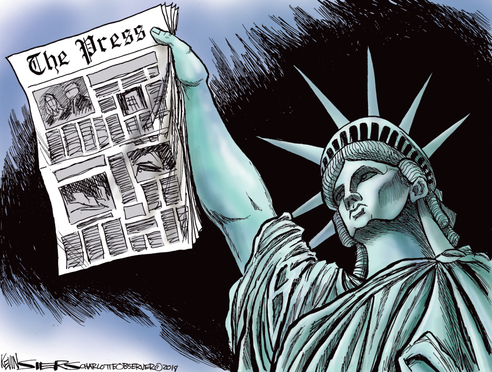 Statue of Liberty Holds Up The Press in Defense of Media
