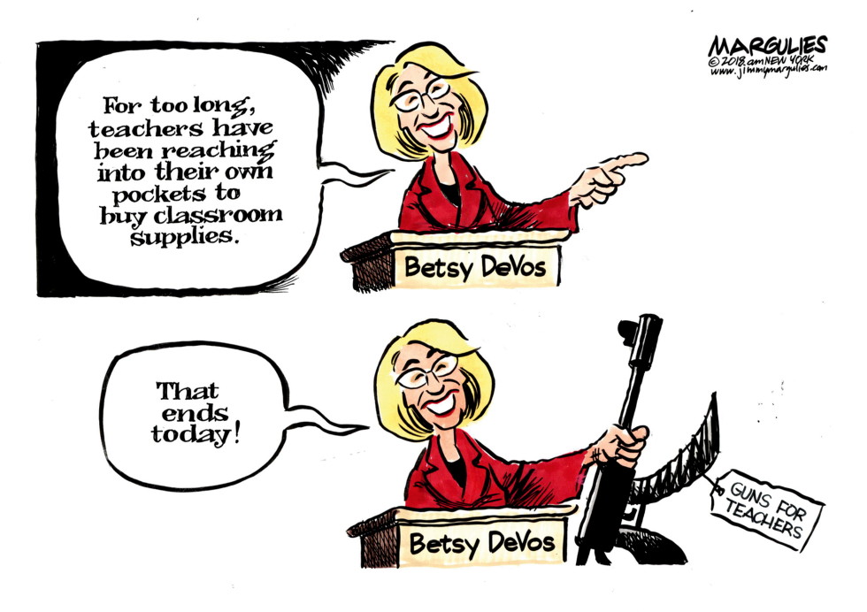 Betsy DeVos and Guns for Teachers color