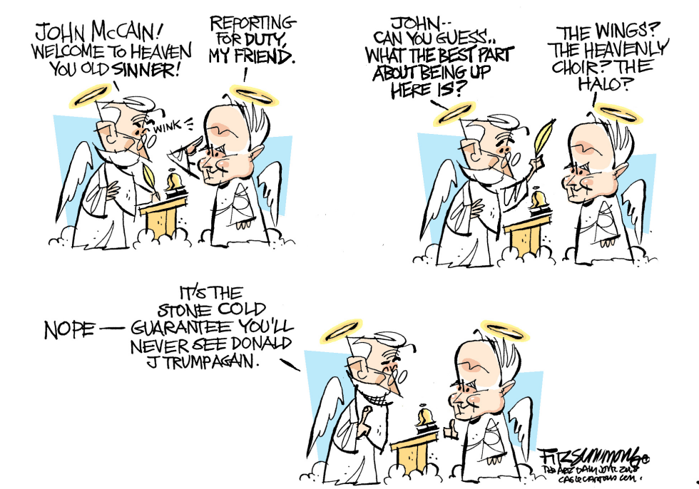  SO MCCAIN ARRIVES IN HEAVEN by David Fitzsimmons