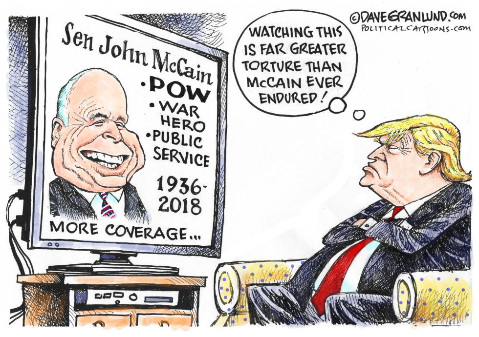 McCain TV tributes and Trump