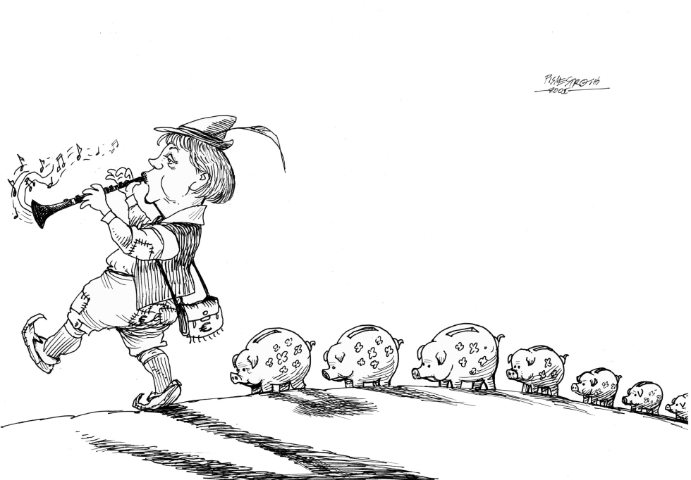 angela merkel with piggy bank`s