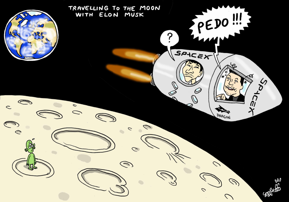  TRAVELLING TO THE MOON WITH ELON MUSK by Stephane Peray