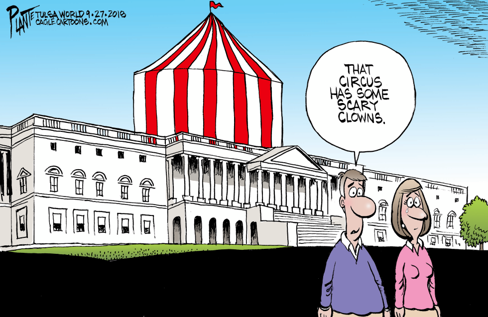 Kavanaugh Hearing Portrayed as Circus with Scary Clowns