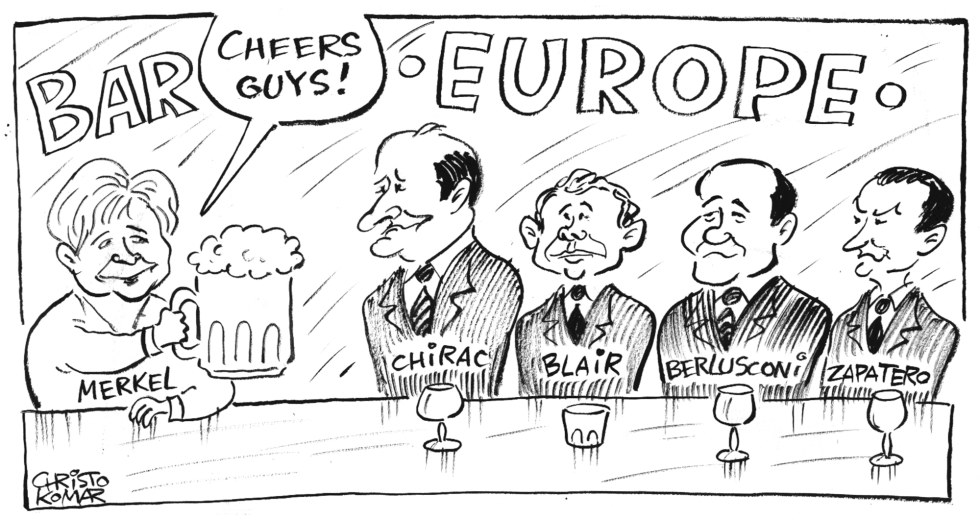Merkel in the Bar - B&W