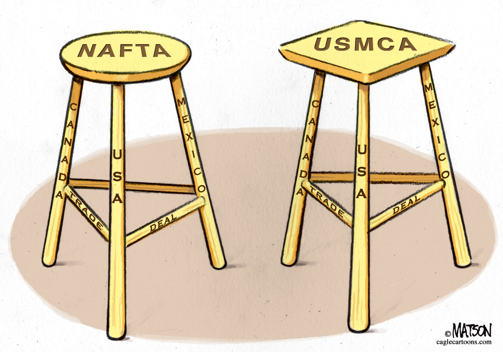 USMCA Trade Deal Presented as Distinct from NAFTA in Stool Comparison