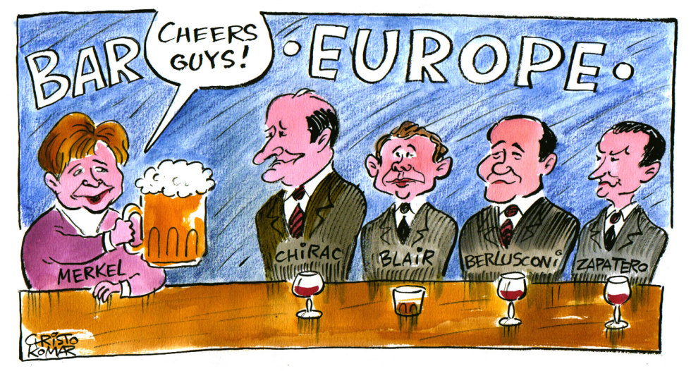  MERKEL IN THE BAR  by Christo Komarnitski