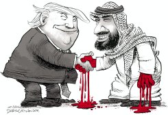 TRUMP AND SAUDI PRINCE BIN SALMAN HANDSHAKE by Daryl Cagle