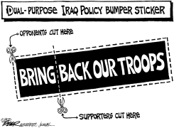 DUAL-PURPOSE IRAQ BUMPER STICKER by John Trever