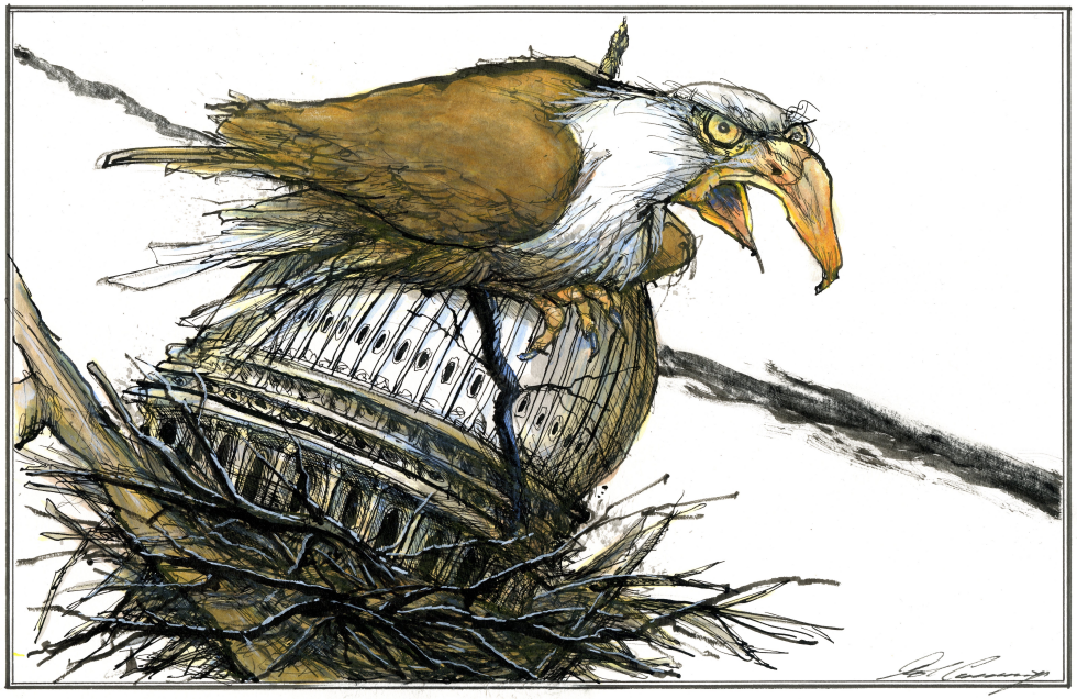 Angry Eagle Protects Cracked Capitol Dome Egg