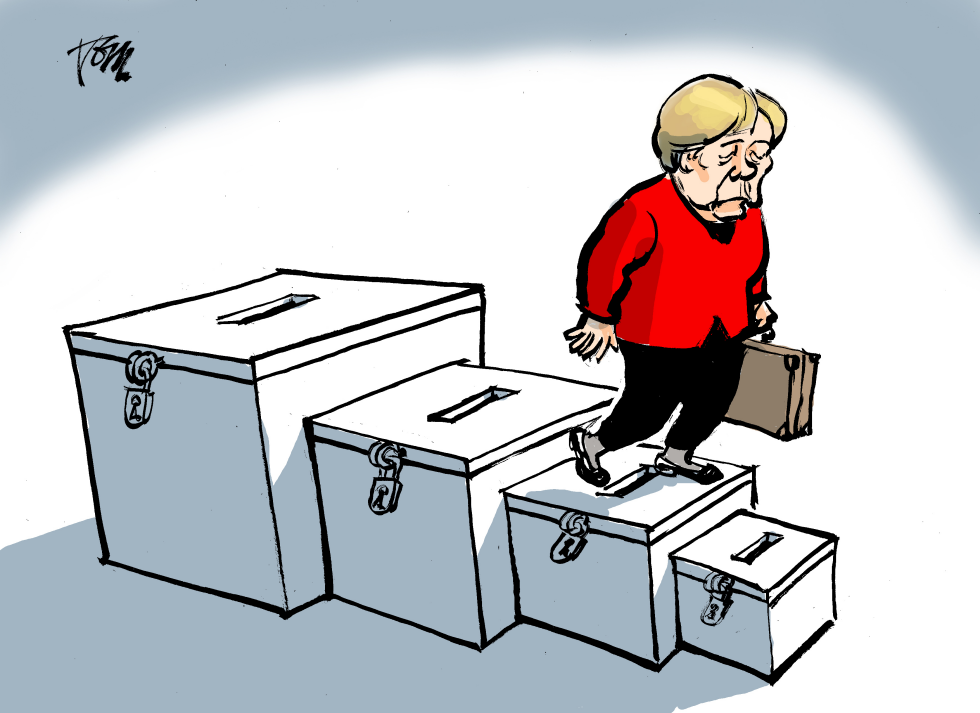  MERKEL STEPS BACK by Tom Janssen