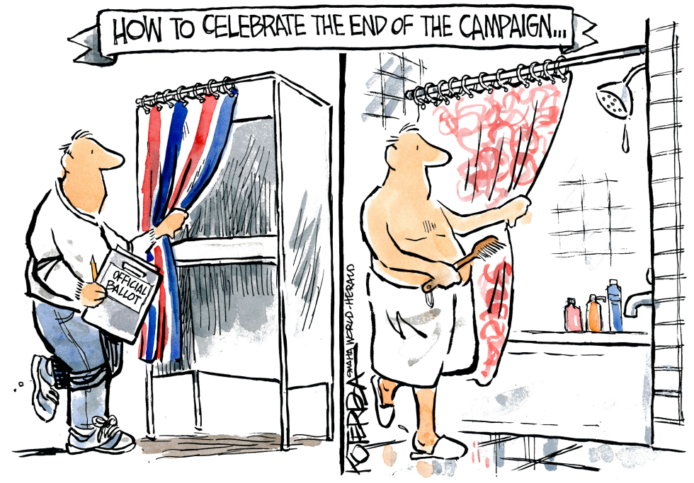  CELEBRATING THE END OF THE CAMPAIGN by Jeff Koterba