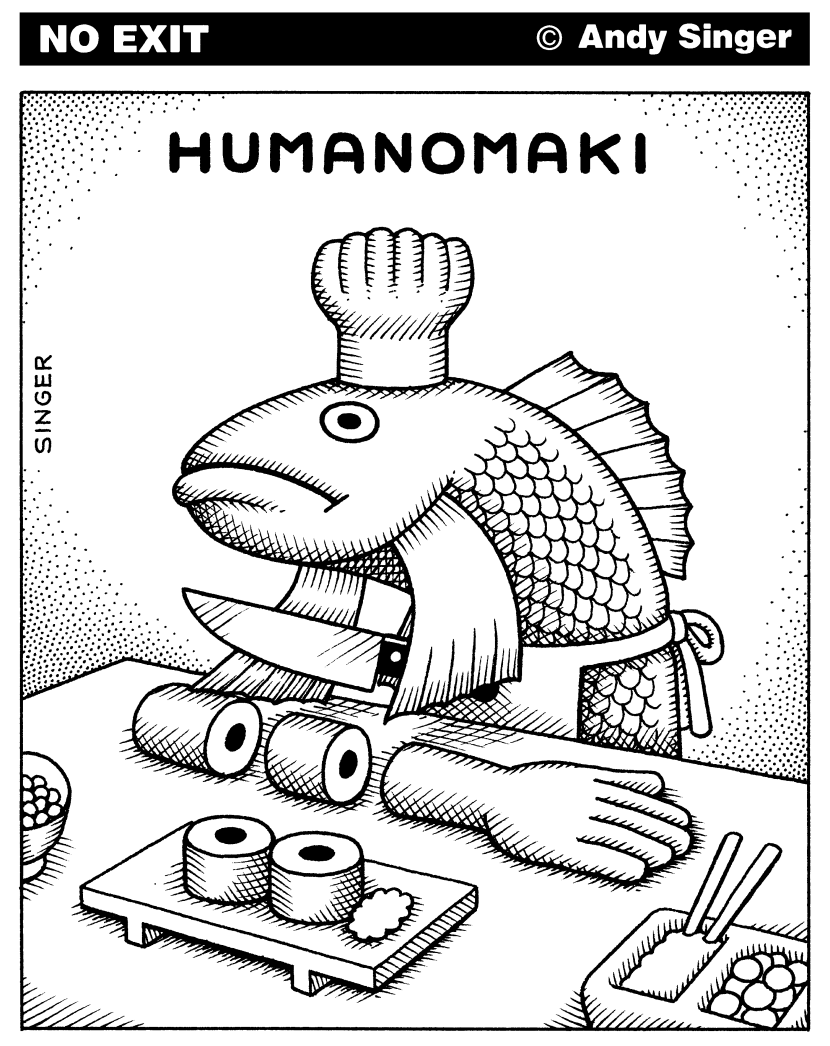 Fish Makes Humanomaki Sushi