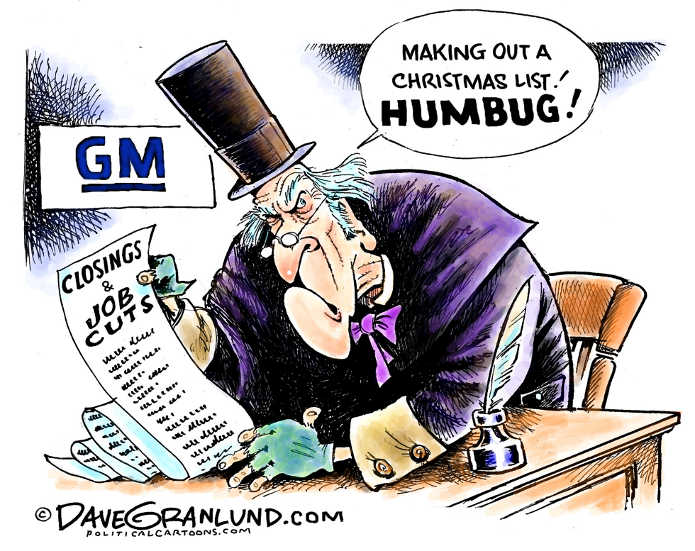  GM JOB CUTS AND CLOSINGS by Dave Granlund