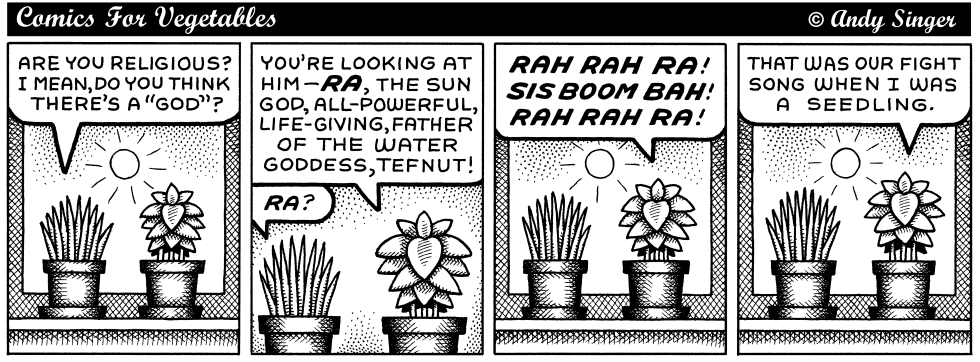 Comics for Veges discuss religion