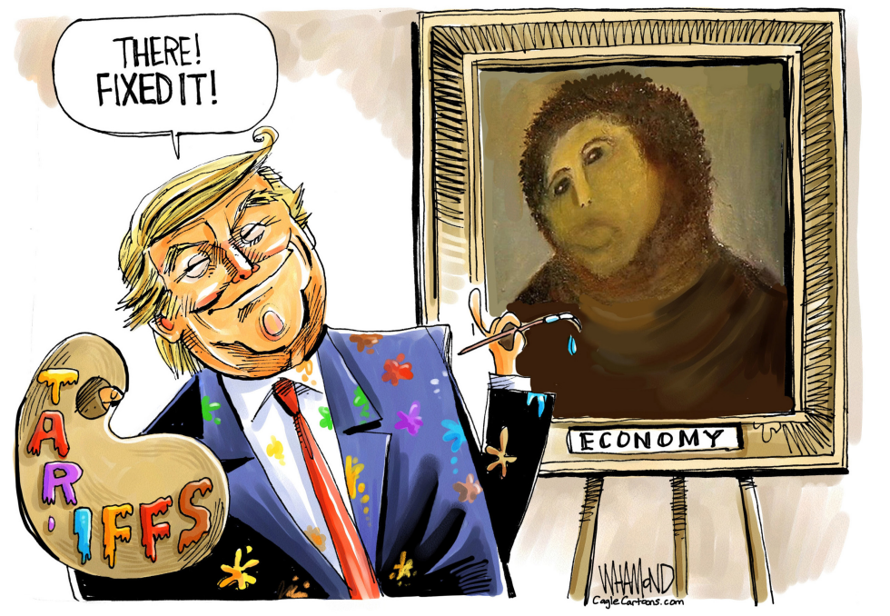  TRUMP FIXES THE ECONOMY PAINTING by Dave Whamond