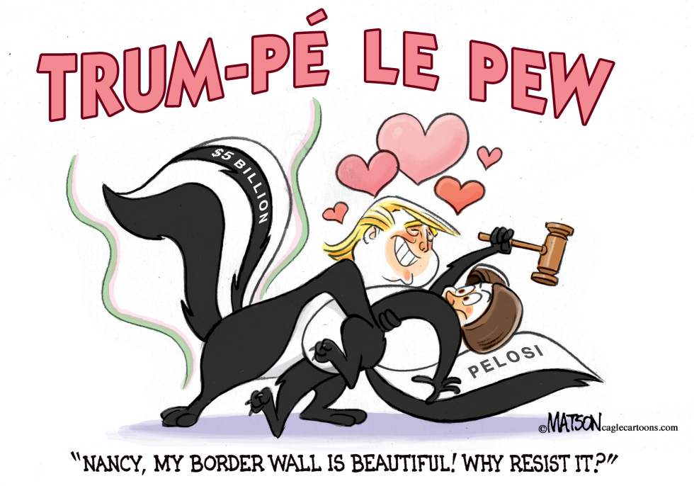  NANCY PELOSI TINKLE CONTEST WITH TRUMP SKUNK by RJ Matson