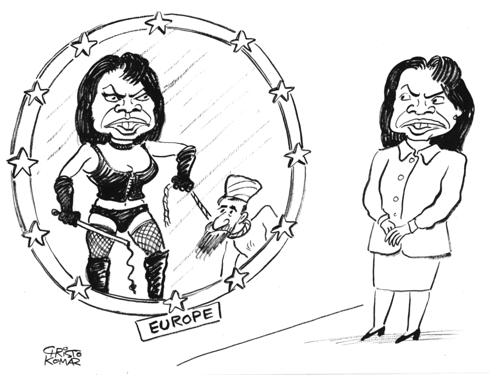Condi Image in European Mirror - B&W