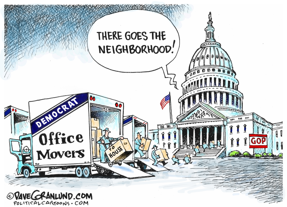  DEMS MOVE INTO HOUSE by Dave Granlund