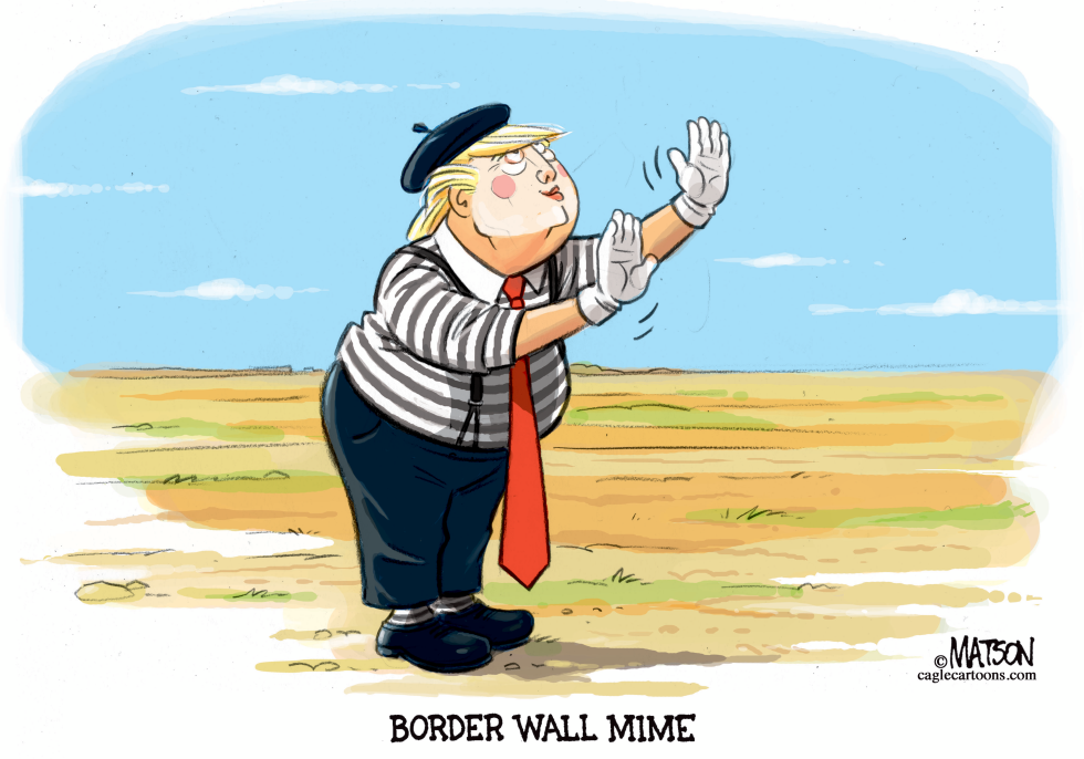  TRUMP MIMES THE BORDER WALL by RJ Matson