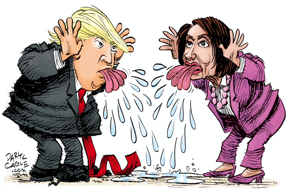  TRUMP AND PELOSI SPITTLE by Daryl Cagle