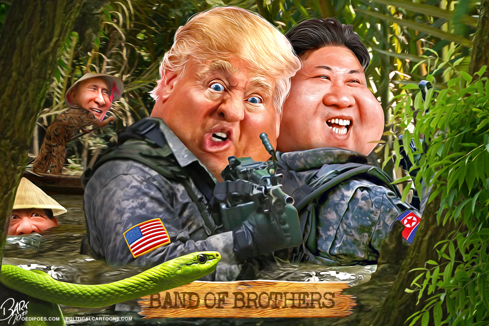  BAND OF BROTHERS - TRUMP, KIM JONG UN AND PUTIN by Bart van Leeuwen