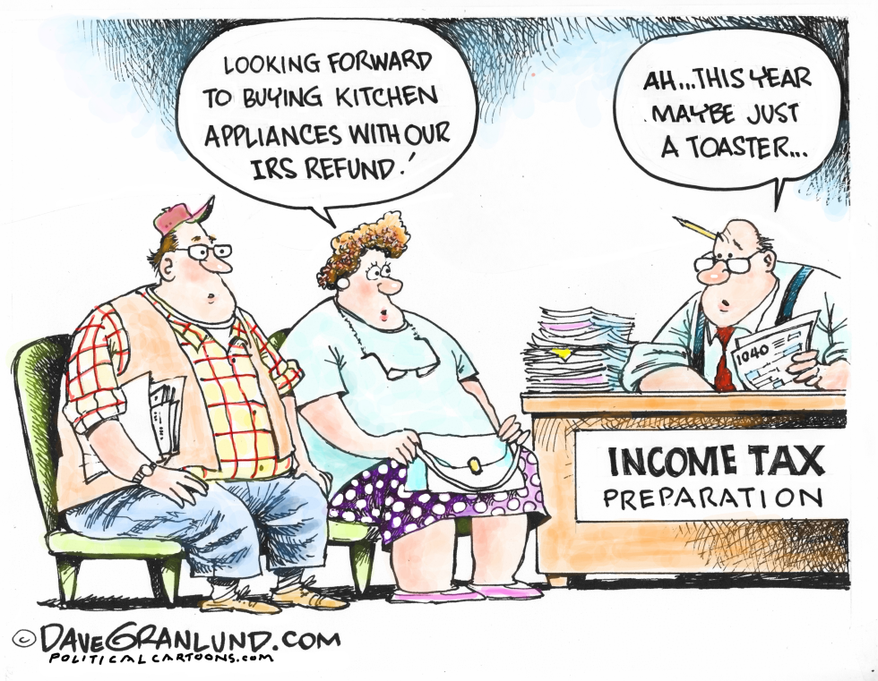  IRS TAX REFUND CHECKS SMALLER by Dave Granlund