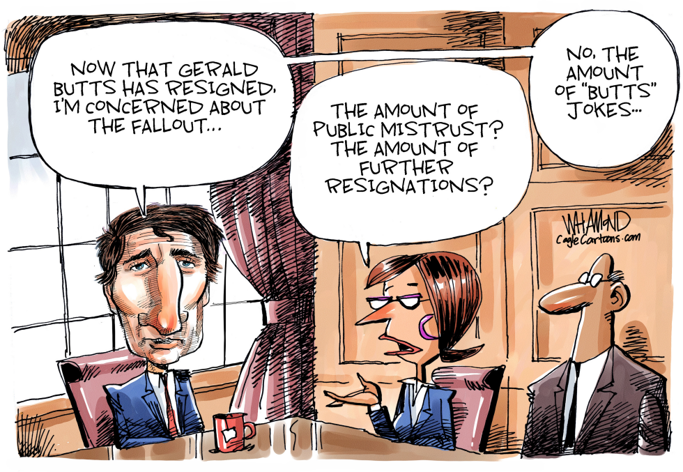  CANADA TRUDEAU'S TOP ADVISOR BUTTS OUT by Dave Whamond