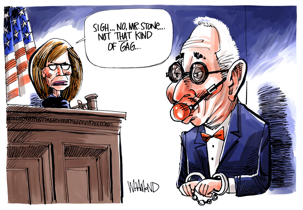  STONE GAG ORDER by Dave Whamond