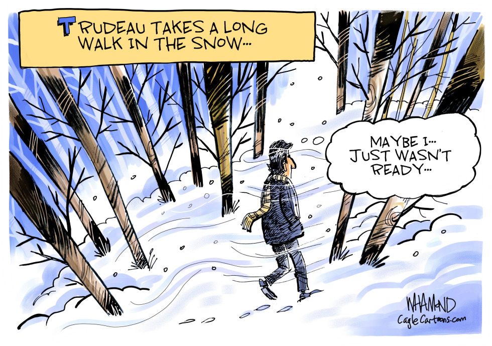  CANADA TRUDEAU TAKES A LONG WALK IN THE SNOW by Dave Whamond