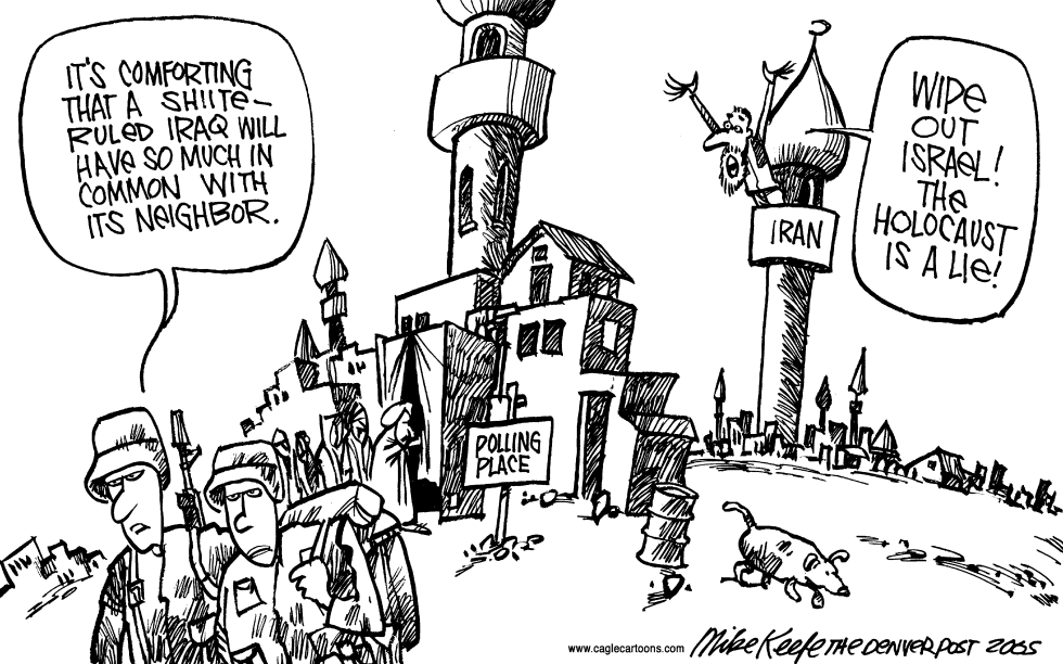  IRAQ AND IRAN by Mike Keefe