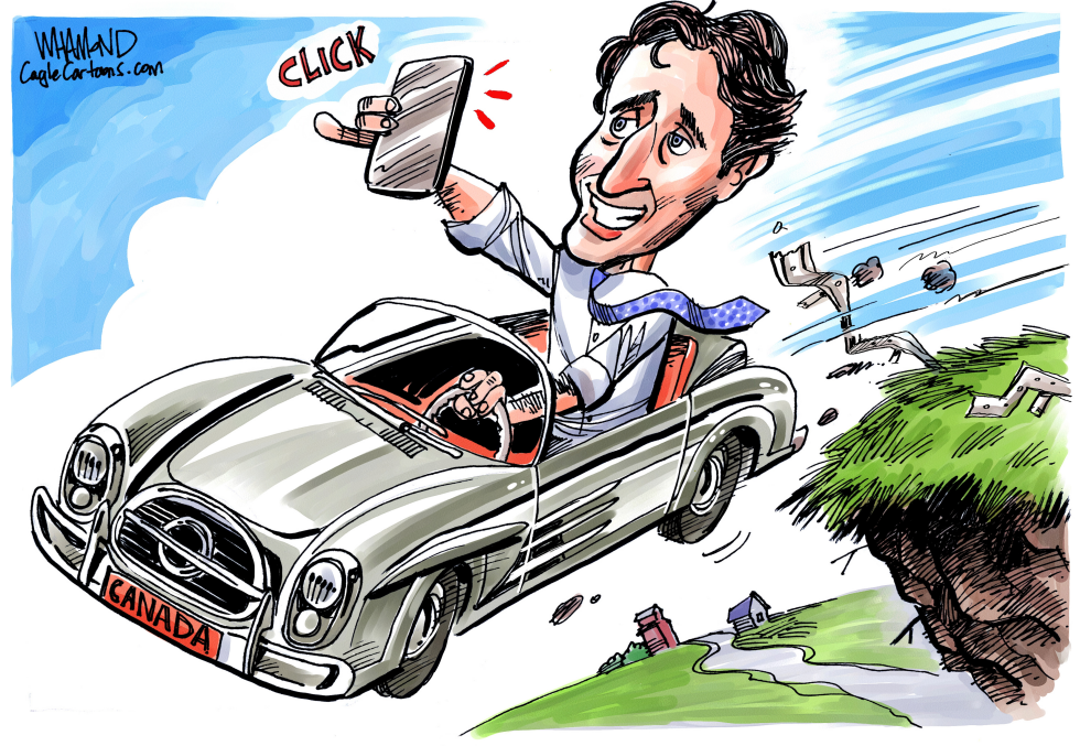  CANADA TRUDEAU IN FREE FALL by Dave Whamond