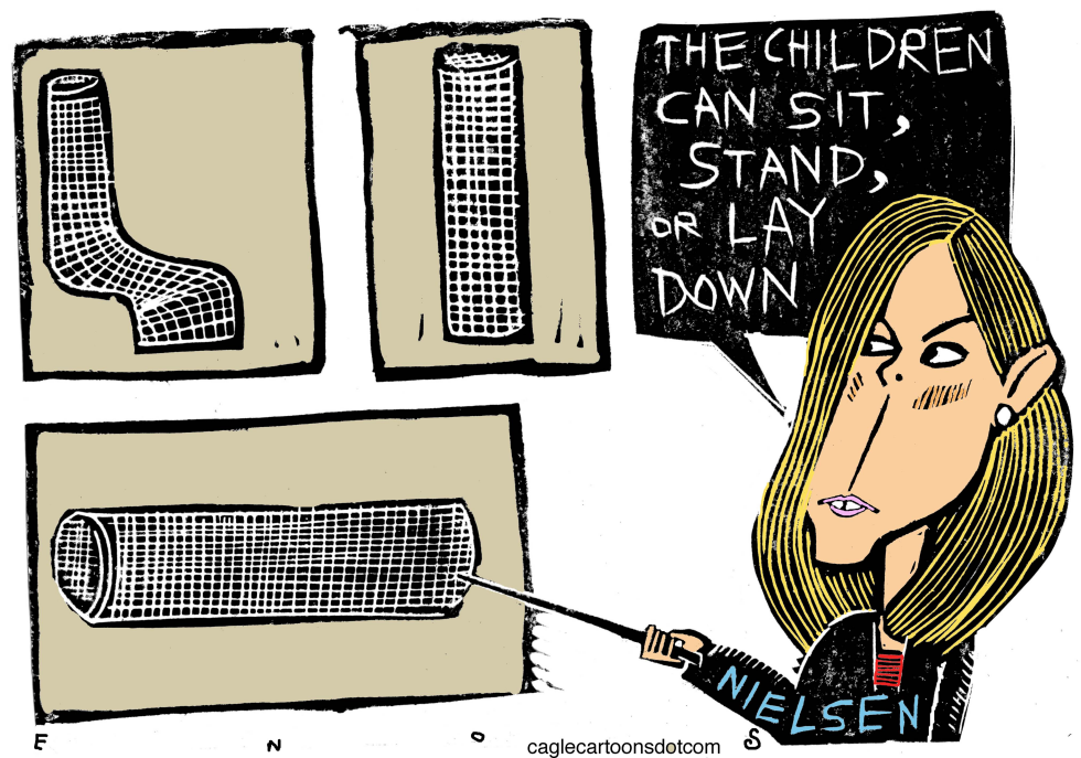  KIRSTJEN NIELSEN AND CAGES by Randall Enos