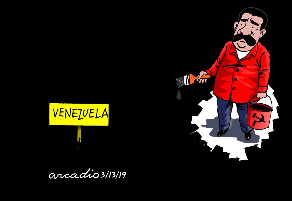 Maduro Paints Venezuela into Deeper Darkness in Satirical Cartoon