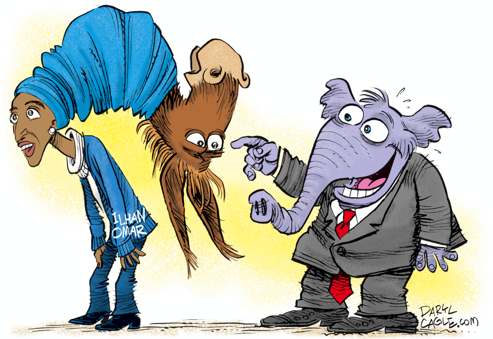  DEMOCRATS WRAPPED UP IN ILHAN OMAR  by Daryl Cagle